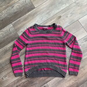 Pink and Gray Striped Sweater
